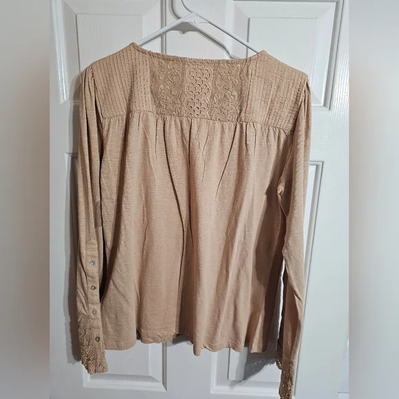 Soft Surroundings Womens Small Beige Embroidered Lace Boho Peasant Tunic Top - Picture 3 of 8